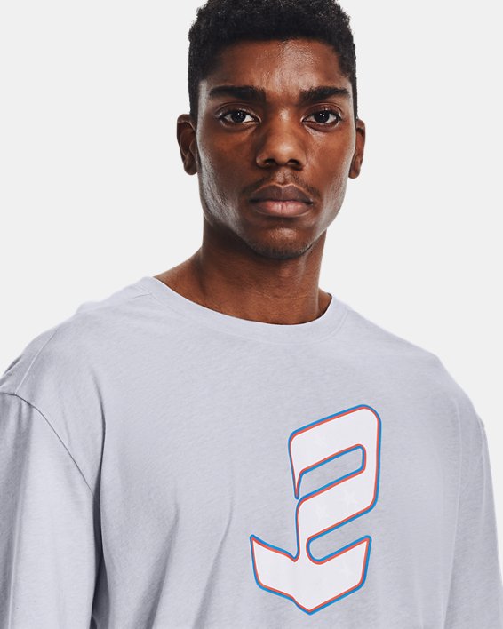 Men's UA Embiid Logo T-Shirt, Gray, pdpMainDesktop image number 3